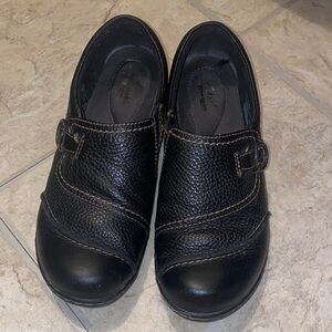 Clarks Black Leather Buckle Shoes